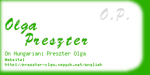 olga preszter business card